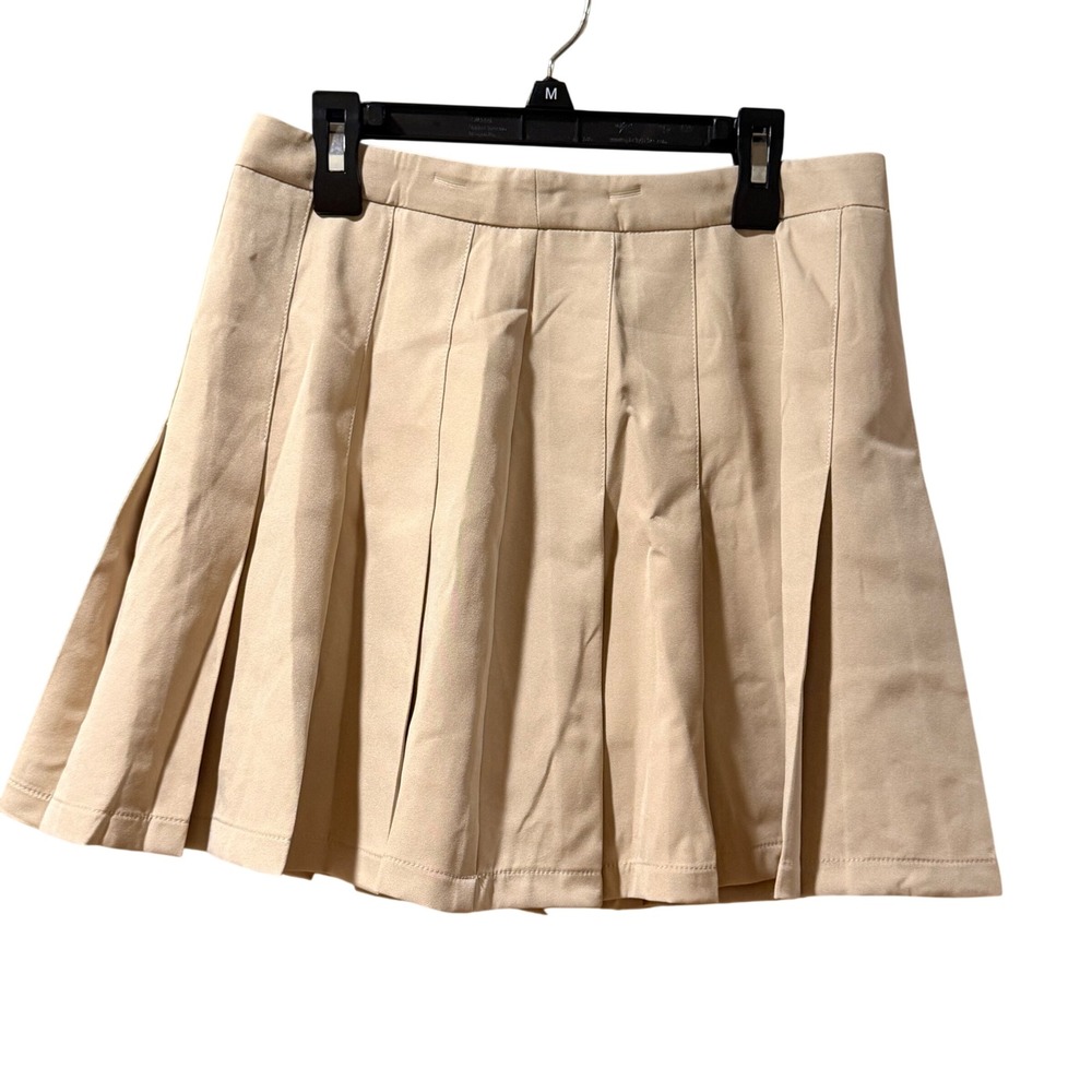 NWT Cotton Bleu Pleated Skort Womens S Tan Mini Y2k Revival Academia Preppy Chic